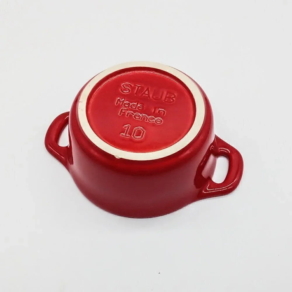 Staub Red Ceramic Double Handle 4-Inch Round Ramekin